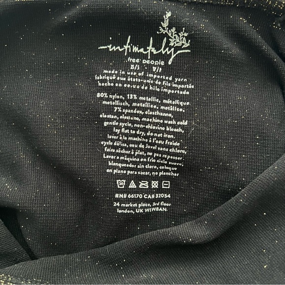 Free People Intimately Skinny Strap Brami Crop Top Black with Gold Sparkle XS/S - Picture 9 of 9